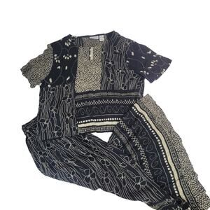 Draper's & Damon's Women's Skirt Set Medium Black Tan Floral 2 Piece